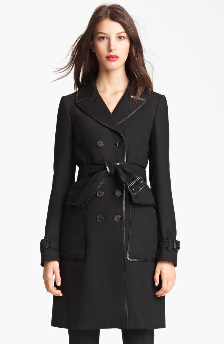 Burberry London Leather Trim Double Breasted Coat | Nordstrom