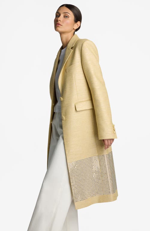 Shop St John St. John Evening Metallic Twill Longline Jacket In Silver/sunflower Multi