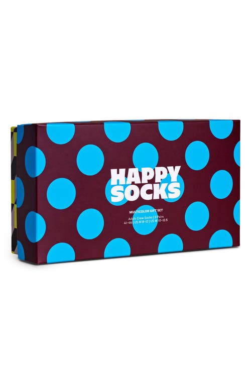 Shop Happy Socks Multicolor Assorted 3-pack Socks Gift Set In Navy