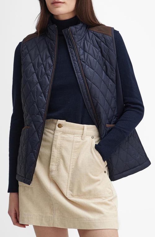 Shop Barbour High Field Mixed Media Vest In Navy/classic