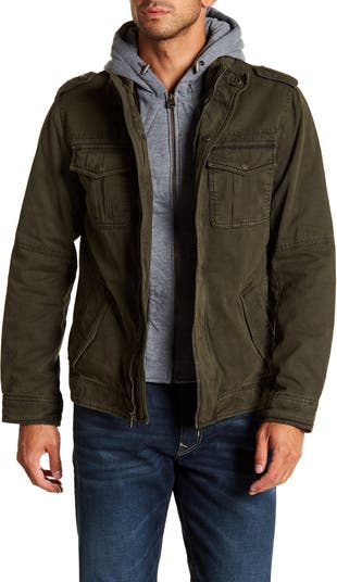 Levi's® Washed Cotton Faux Shearling Lined Hooded Military Jacket |  Nordstromrack