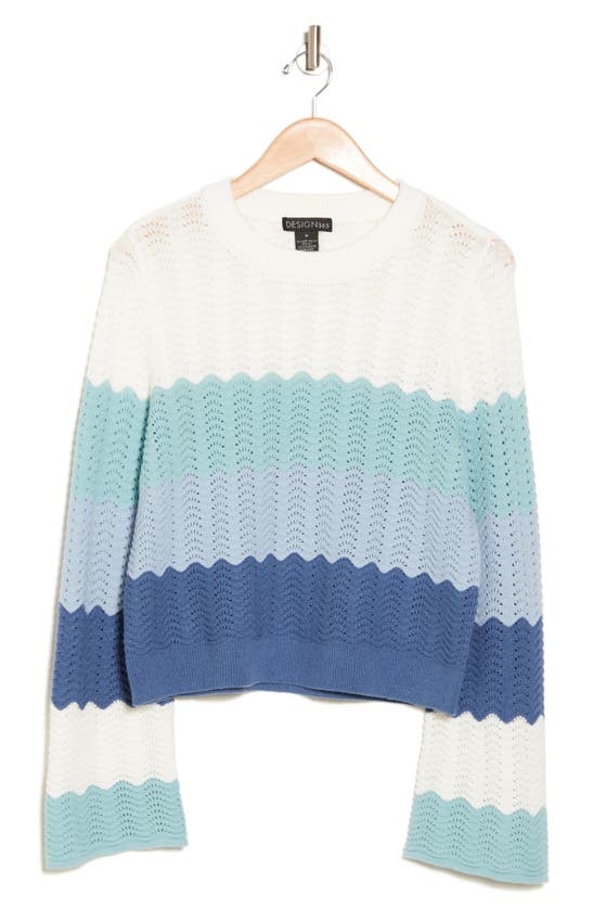 Shop Design History Colorblock Pointelle Sweater In Sky Blue