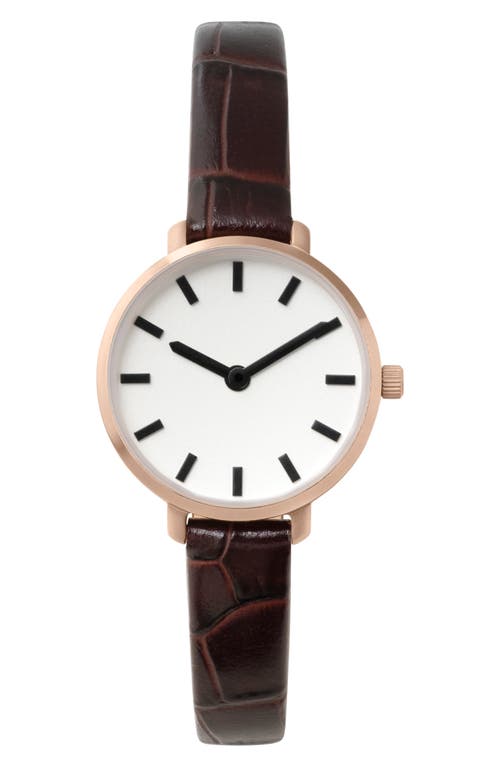 BREDA Beverly Croc Embossed Leather Strap Watch