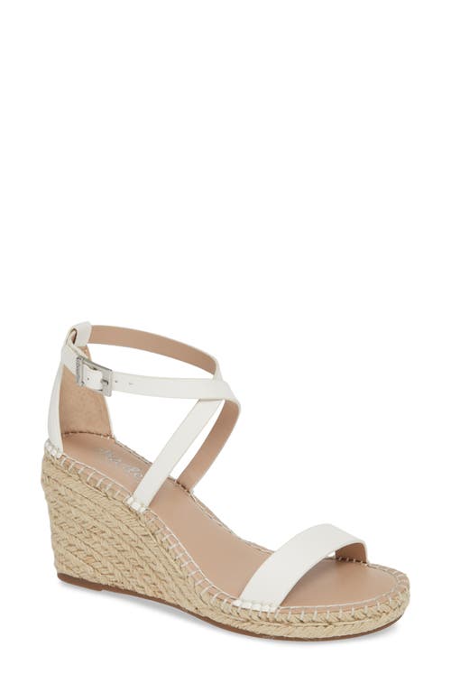 Nola Espadrille Wedge Sandal in White Faux Leather