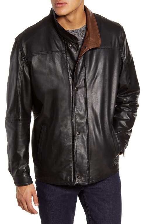 Remy Leather Leather Jacket With Removable Inset Bib In Noir/rustic