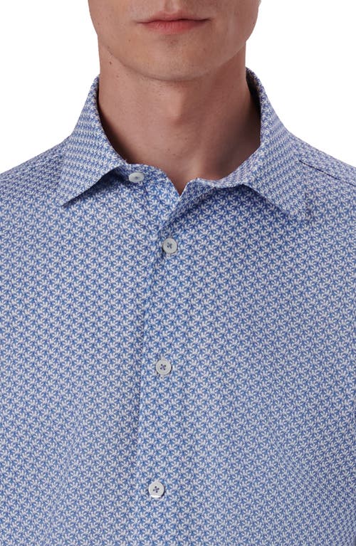 Shop Bugatchi Miles Ooohcotton® Short Sleeve Button-up Shirt In Air Blue