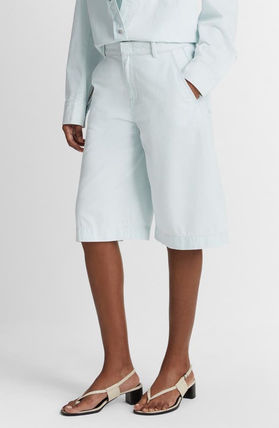 Shop Vince Spring Cotton Twill Long Shorts In Celestine