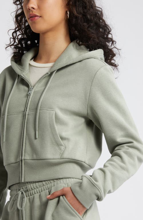 Shop Bp. Crop Zip Fleece Hoodie In Green Halo