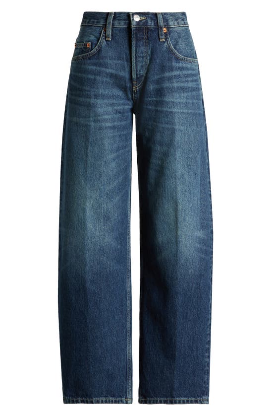 Shop Re/done Tapered Wide Leg Jeans In Whiskey Indigo