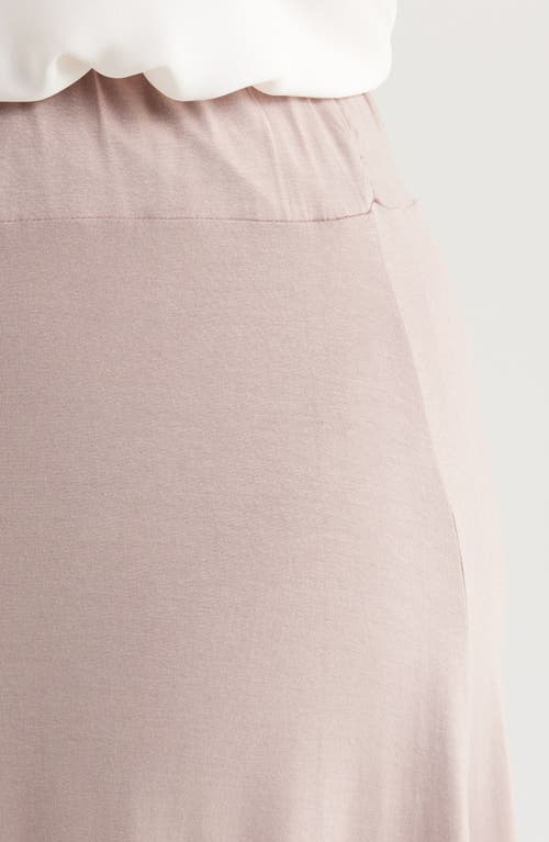 24seven Comfort Apparel Handkerchief Hem Jersey Midi Skirt In Taupe