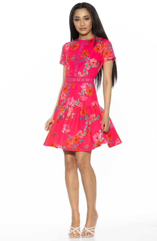 Shop Alexia Admor Alexa Lace Trim Fit & Flare Dress In Pink Multi