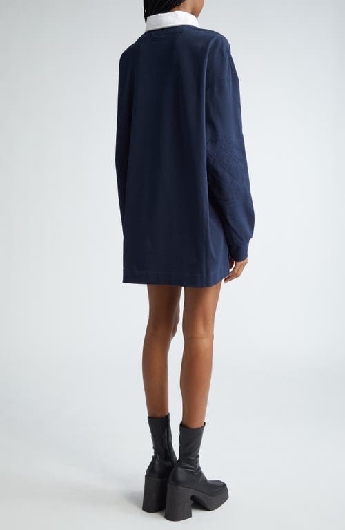 Stella Mccartney Cat-embroidered Sweatshirt Dress In Navy