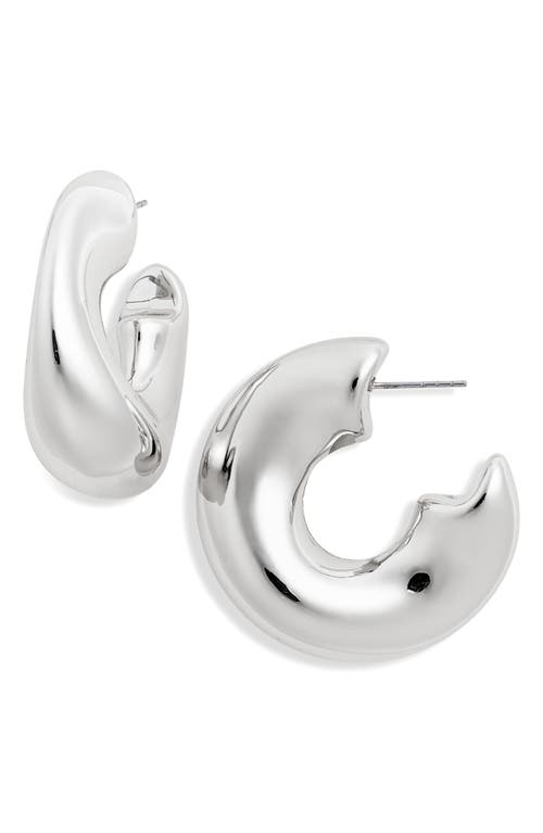 Open Edit Tapered Hoop Earrings in Rhodium at Nordstrom