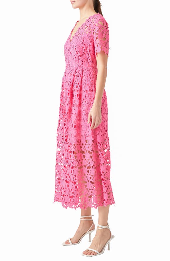 Shop Endless Rose Allover Lace Midi Dress In Pink