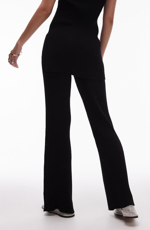 Shop Topshop Flare Rib Pull-on Pants In Black