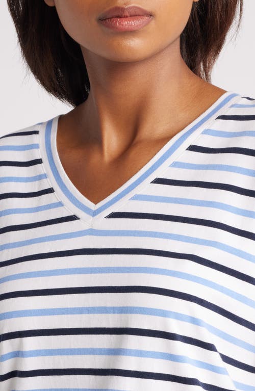 Shop Caslonr Caslon(r) Extended V-neck T-shirt In White/blue Stripe