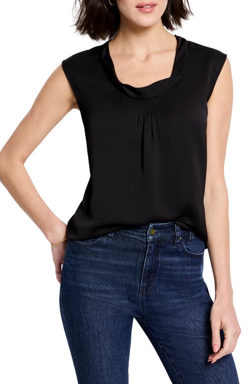 Nic + Zoe Satin Chiffon Layer Top In Black Onyx In Black Onyx