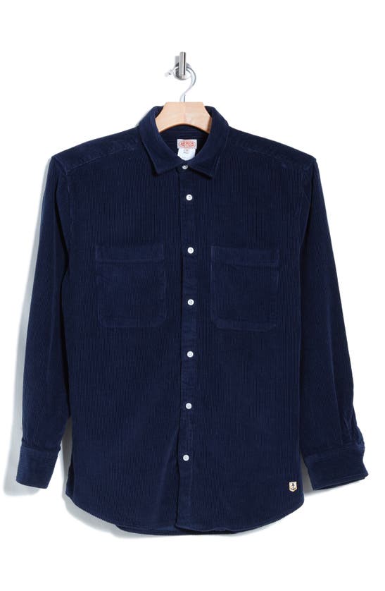 Armor-lux Cotton Corduroy Button-up Shirt In Blue