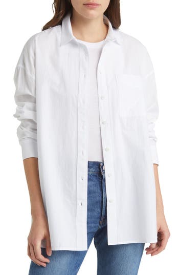 Madewell The Signature Poplin Oversize Button-up Shirt In Eyelet White