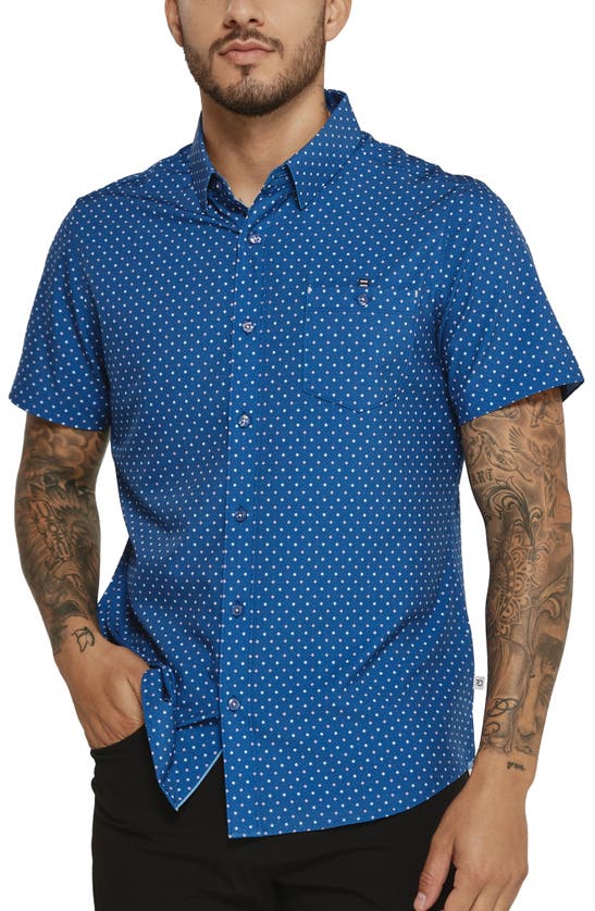 Shop 7 Diamonds Lexter Short Sleeve Button-up Shirt In Slate Blue