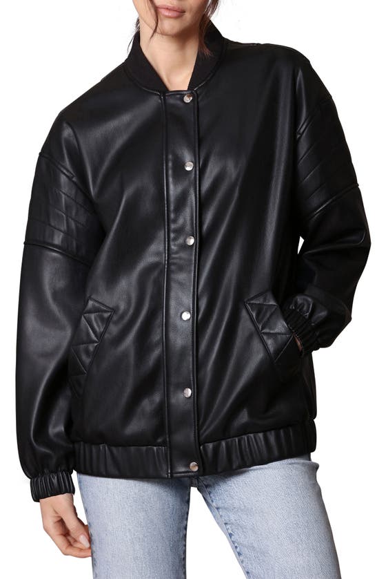 AVEC LES FILLES RELAXED FIT FAUX-EVER LEATHER™ BOMBER JACKET