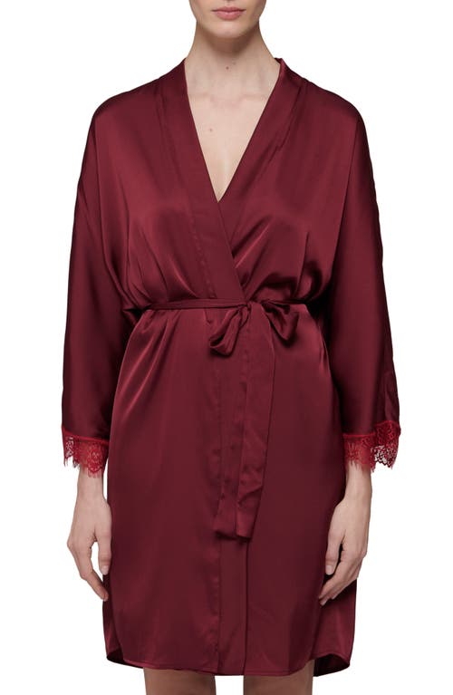 Simone Perele Simone Pérèle Secrets Lace-trim Satin Robe In Spinel Red