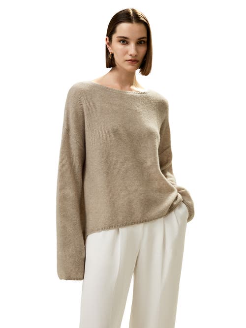LILYSILK LILYSILK RELAXED FIT DROP-SHOULDER SILK CASHMERE BLEND SWEATSHIRT 