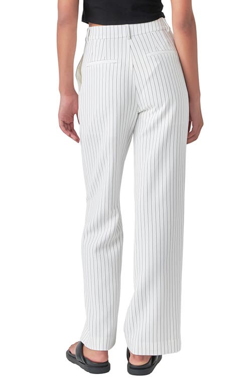 Grey Lab Pinstripe High Waist Wide Leg Pants In White Black Stripe