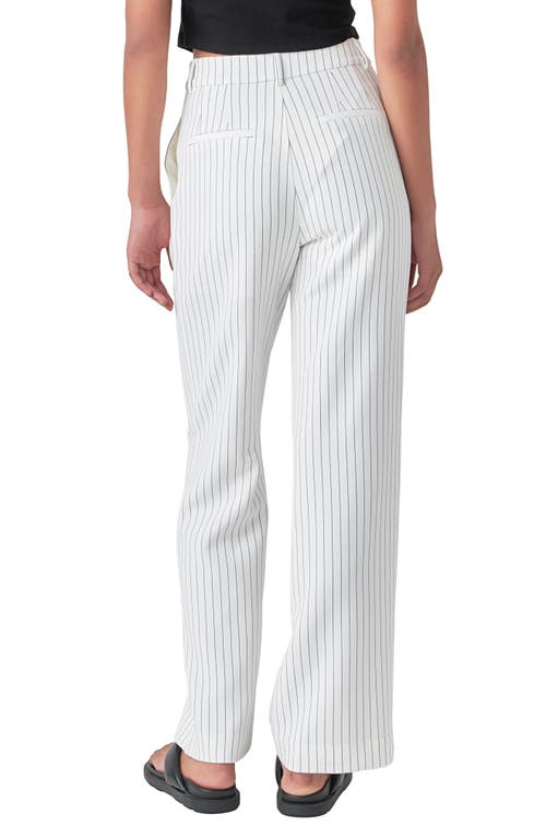 Shop Grey Lab Pinstripe High Waist Wide Leg Pants In White Black Stripe