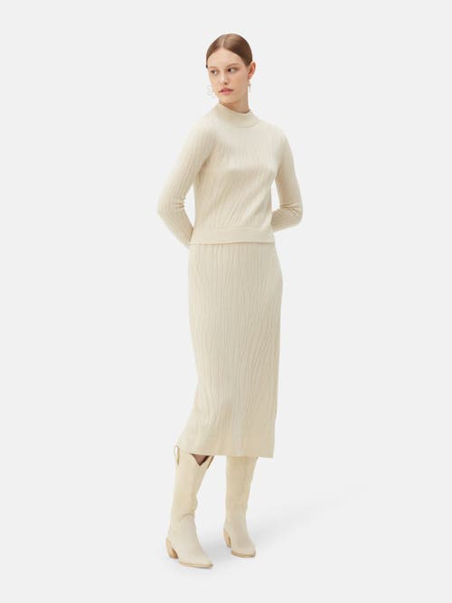 Gobi Mongolian Cashmere Organic Color Cropped High Neck Cashmere Sweater In Off White