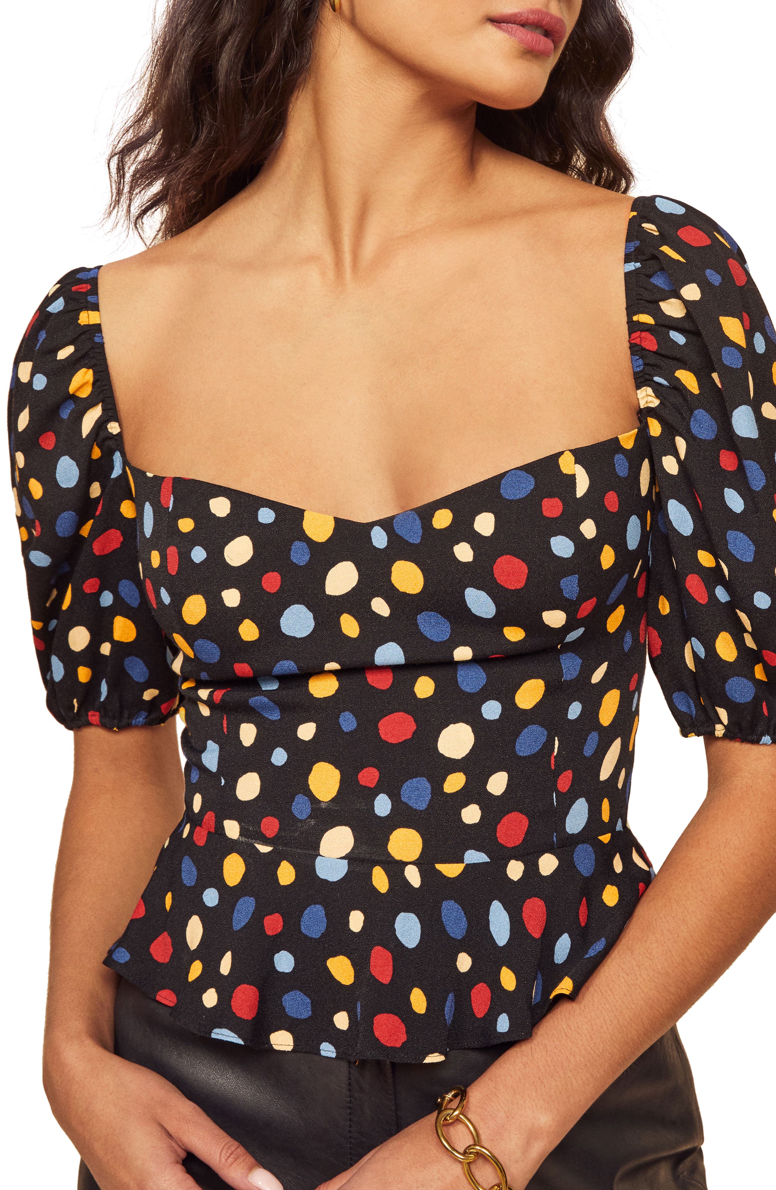 reformation polka dot top