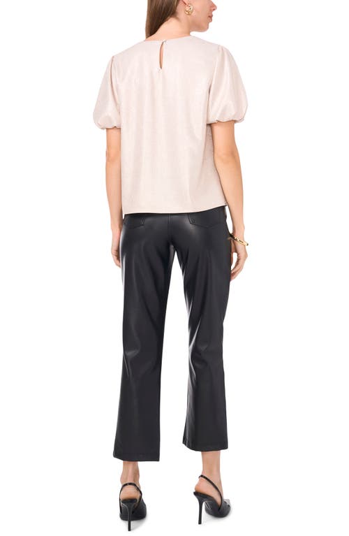 Shop Vince Camuto Metallic Puff Sleeve Crepe Top In Birch