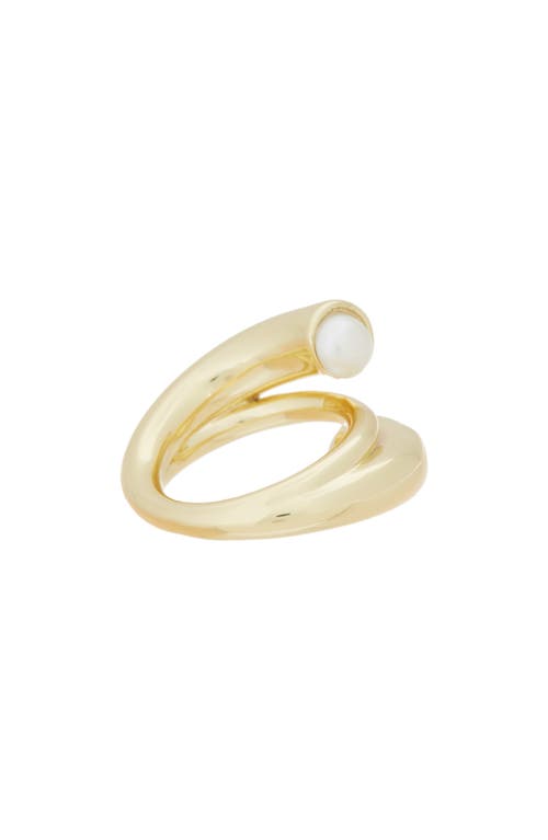 Shop Covet Imitation Pearl Wrap Ring In Gold/white