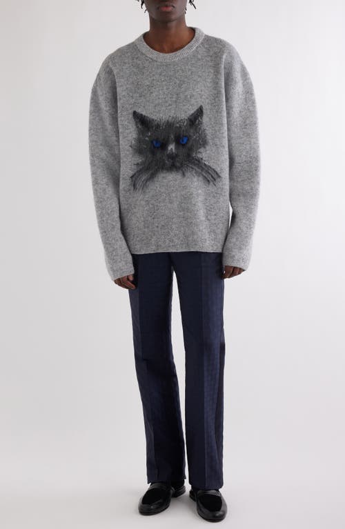 Shop Givenchy Cat Mohair Blend Crewneck Sweater In Grey