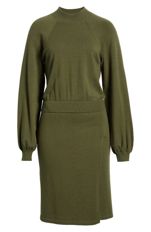 Shop Sam Edelman Two-piece Look Long Sleeve Sweater Dress In Loden