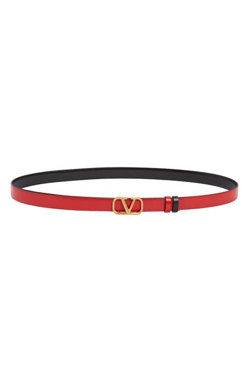 Valentino Garavani Vlogo Buckle Reversible Leather Belt In Nero/rouge