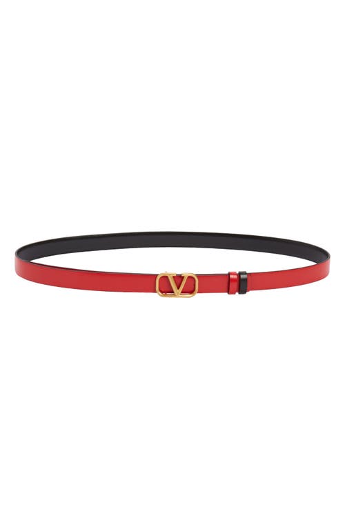 Shop Valentino Garavani Vlogo Buckle Reversible Leather Belt In Nero/rouge