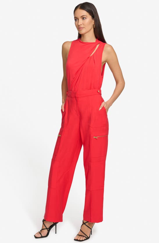 Shop Dkny Twill Straight Leg Cargo Pants In Flame