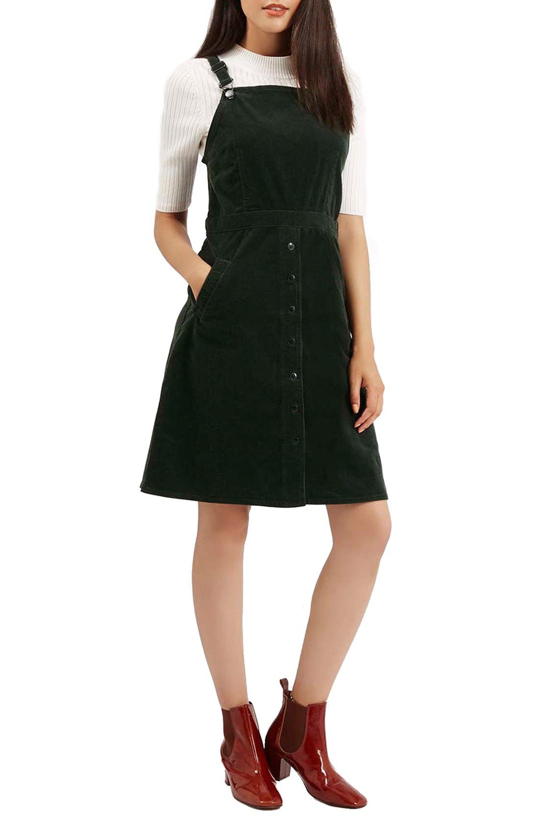 cord pinafore dress topshop