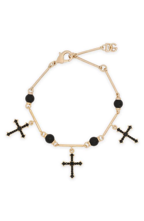 Dolce & Gabbana DNA Crystal Cross Charm Bracelet in Gold at Nordstrom