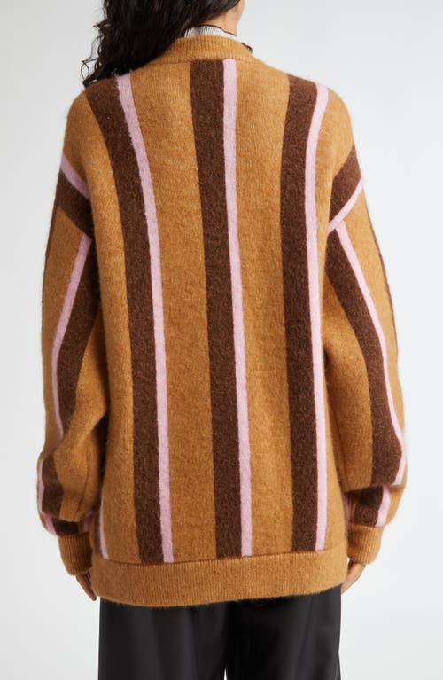 Shop Stine Goya Stripe Cardigan In Cocoa Stripes