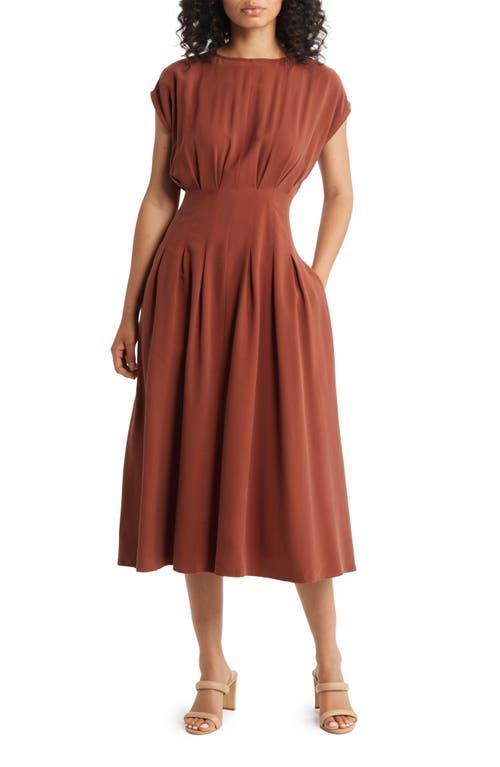 Nordstrom Pleated A-Line Dress in Rust Henna