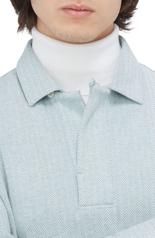 Shop Bugatchi Long Sleeve Cotton Blend Polo In Sage