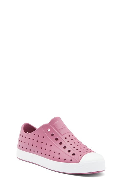 Native Shoes Kids' Jefferson Water Resistant Slip-On Sneaker in Twilight Pink /Shell White 