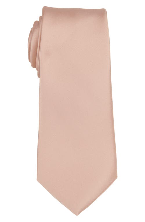 Shop Brooklyn Brigade Solid Satin X-long Tie In Pale Blush