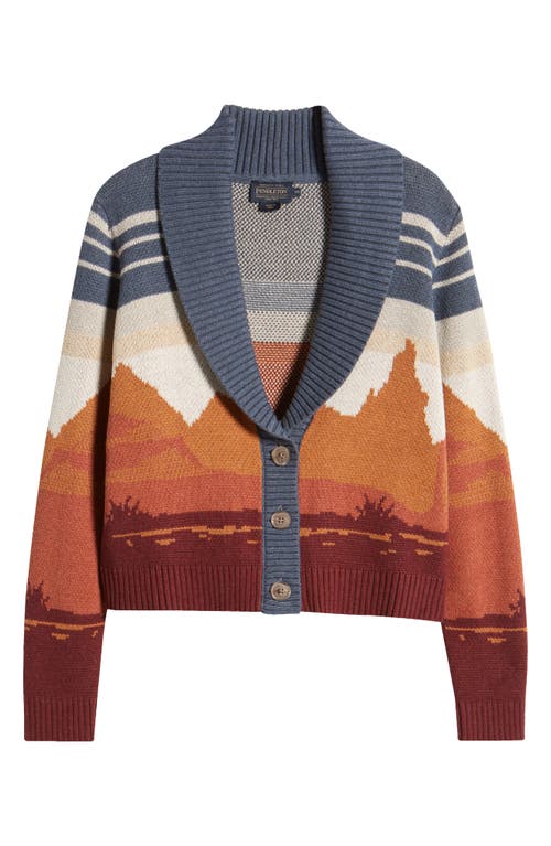 Shop Pendleton Western Scenic Jacquard Cotton Cardigan In Blue/rust Multi