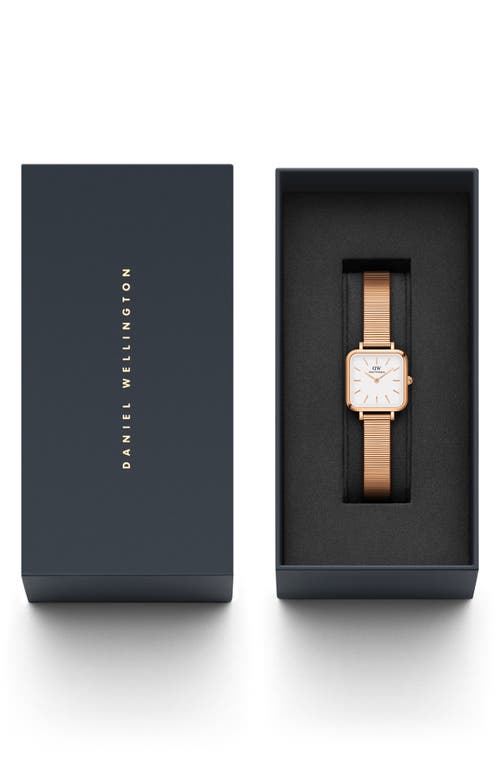Daniel Wellington Quadro Studio Mesh Strap Watch, 22mm In Rose Gold/white