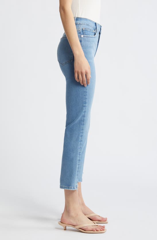 Shop Frame Le High Raw Step Hem Straight Leg Jeans In Clearwater Modern Chew