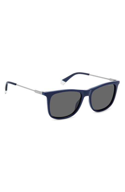 Shop Polaroid 55mm Polarized Rectangular Sunglasses In Blue/gray Polar