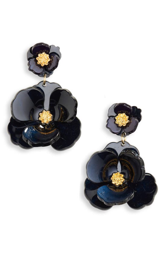 Shop Nordstrom Pansy Drop Earrings In Navy- Gold